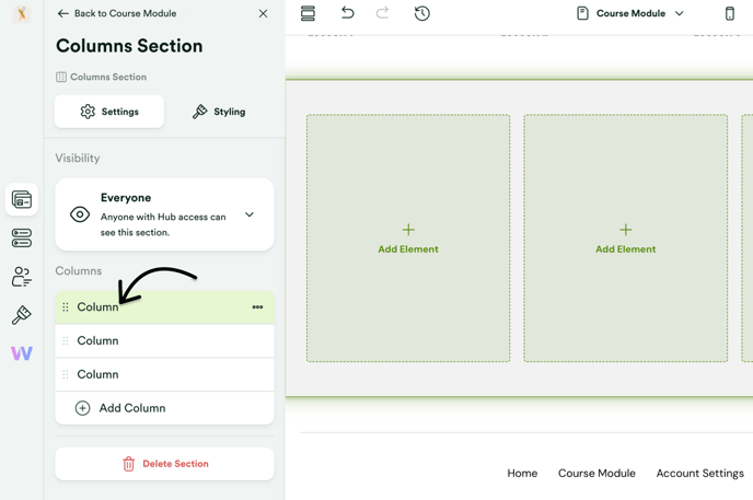 Pick a column to open its settings