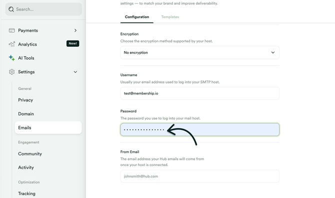 Replace the app password