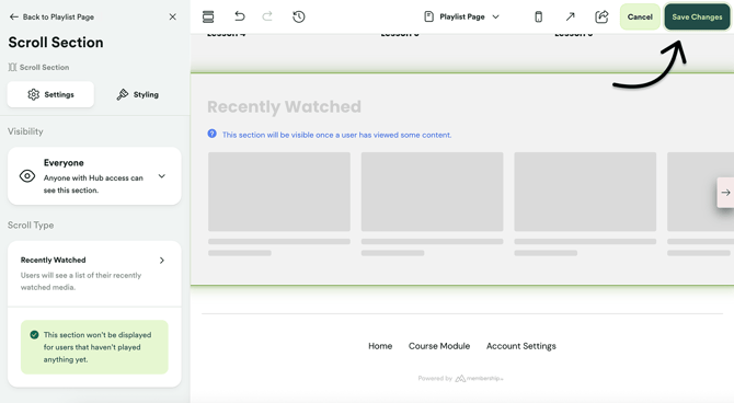 Save Changes after adding the section