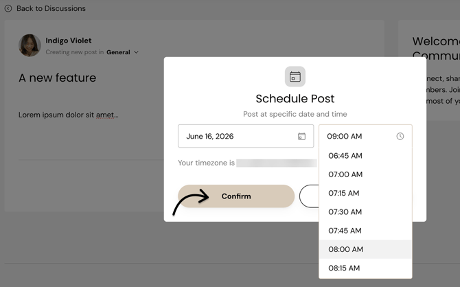 Schedule the post and Confirm