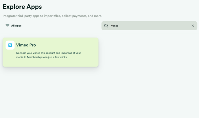 Search for Vimeo on the Apps