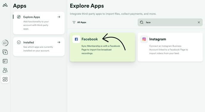 Select Facebook app