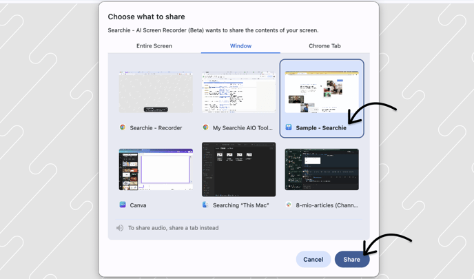 Select Keynote Window to Share