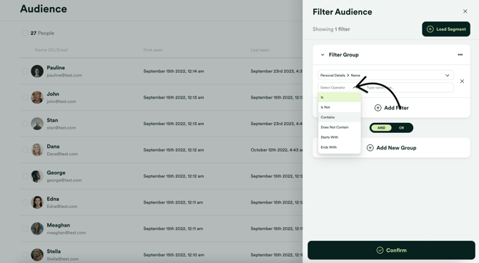 Select filter operators