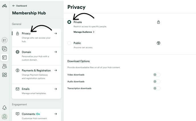 Set Hub privacy to Private (2)