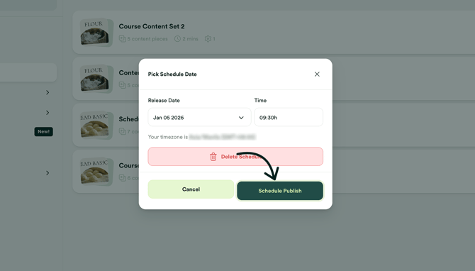 Set schedule and click Schedule Publish