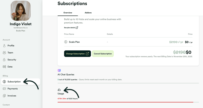 Subscription - Plan Usage