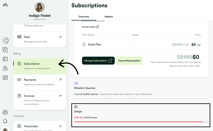 Subscription - Usage