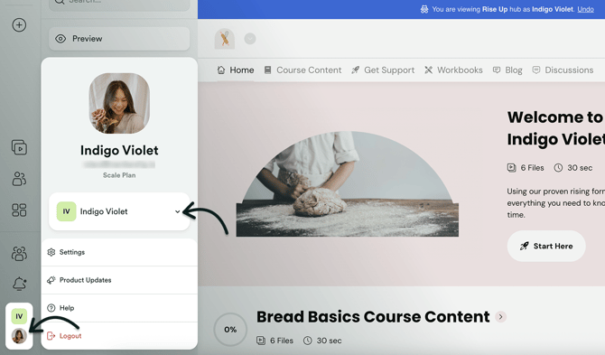 Switch between your team accounts