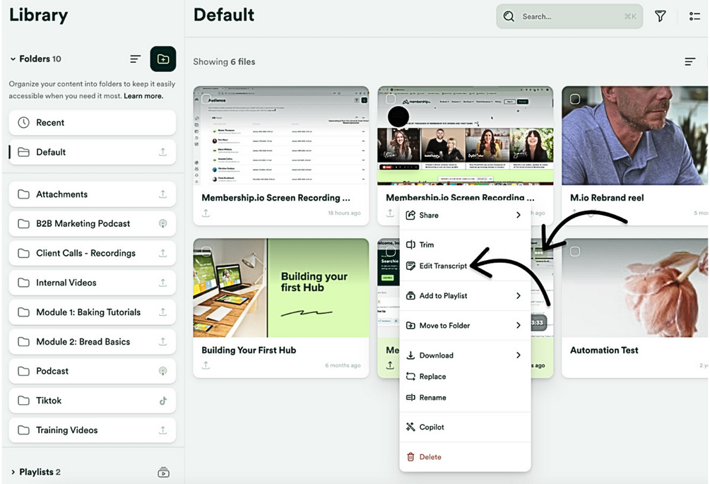 Use the Transcript Editor to make transcript changes