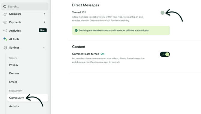 Turn off Direct Messages