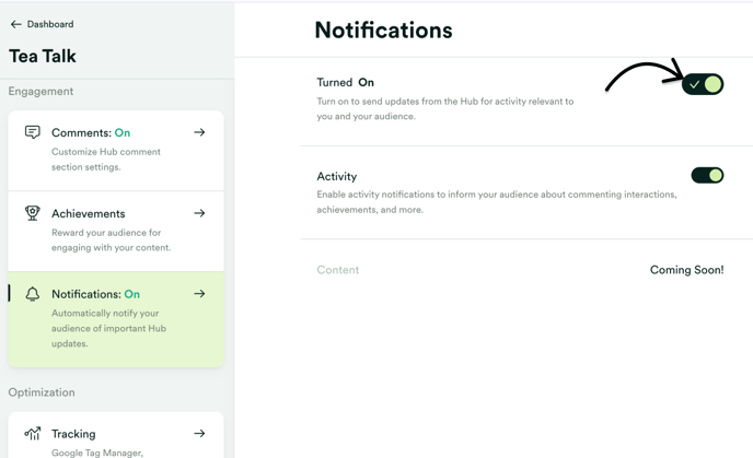 Turn on Hub notifications