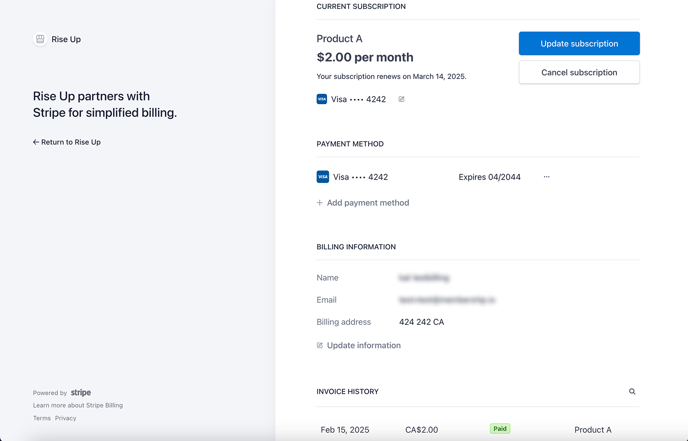 Update payment plan on Stripe