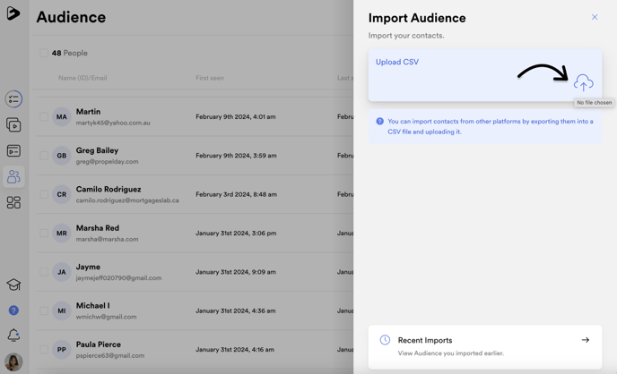 Upload CSV