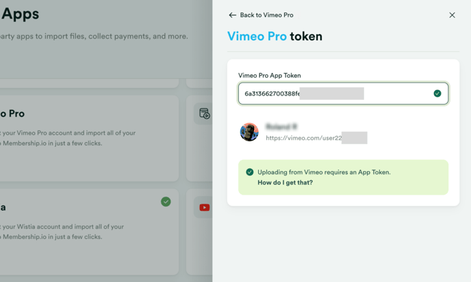 Verified Vimeo access token