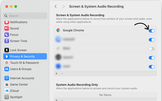 Verify that Google is allowed to record