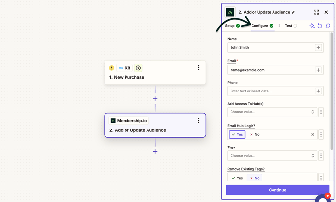 Zap Action - Configure