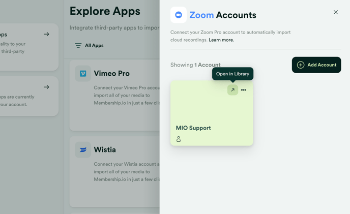 Zoom account added to MIO 2