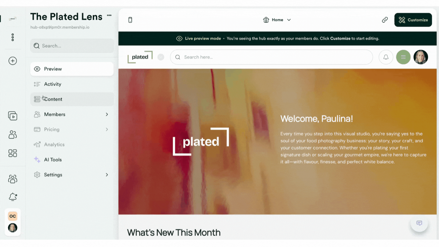 content tab