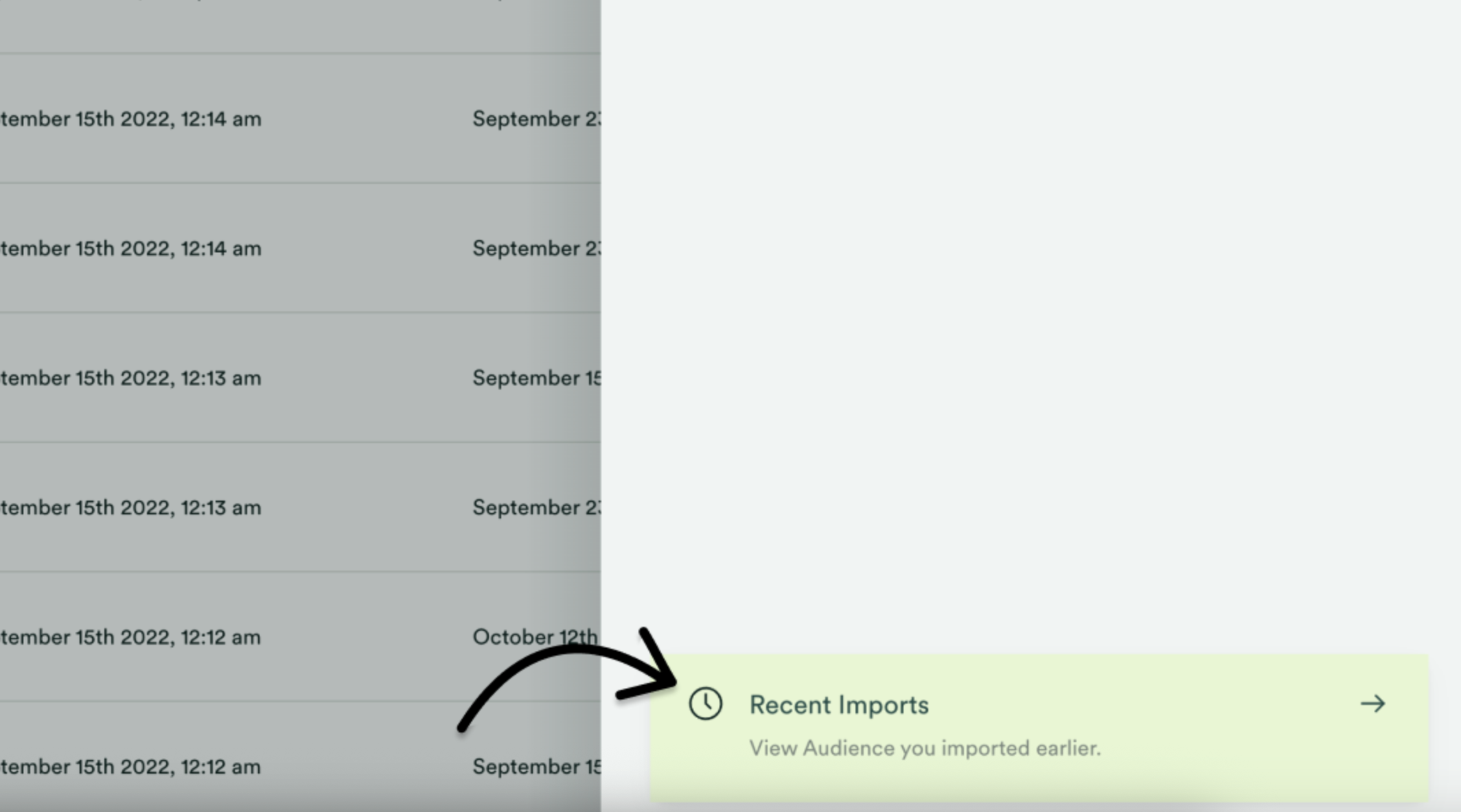 click recent imports