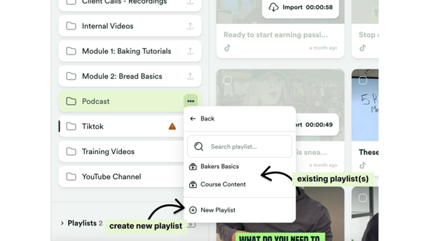 playlist options