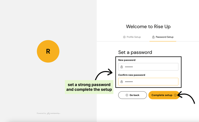 set password and complete the setup